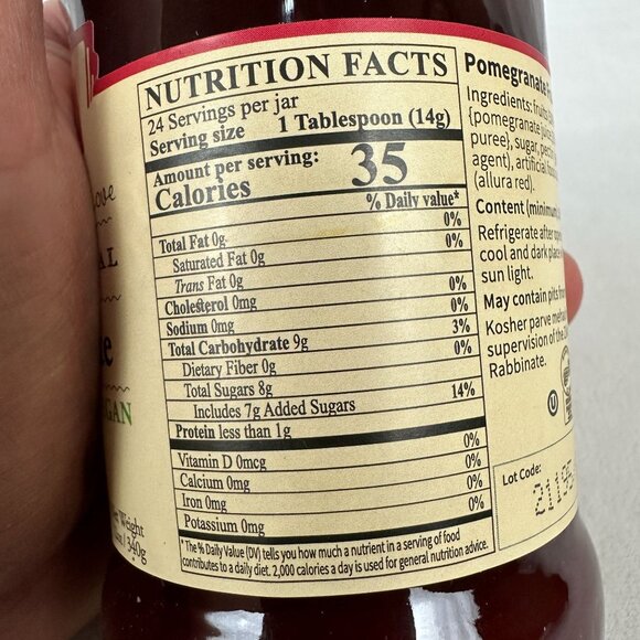 Aunt Berta Pomegranate Fruit Spread Traditional Kosher Vegan 12oz Jar - Picture 2 of 4